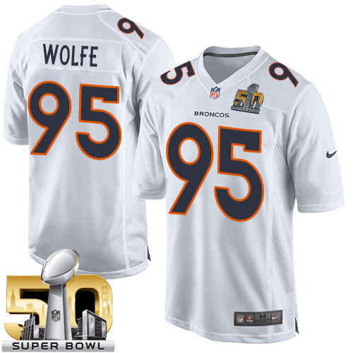 Youth Game Derek Wolfe Super Bowl 50 Bound Nike Jersey White - #95 Event NFL Denver Broncos